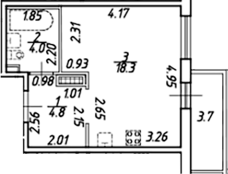 Квартира студия 20.52 м², 12/21 эт., ЖК «Новые горизонты 2»